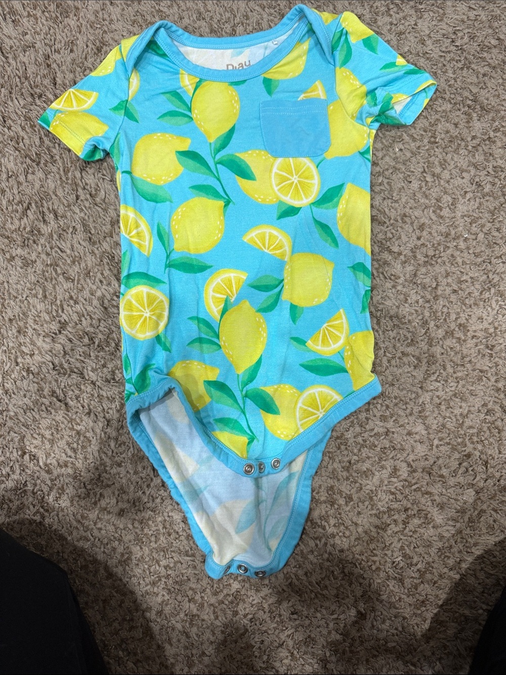 Little Sleepies Aqua and Yellow Lemon Print One-Piece Bodysuit